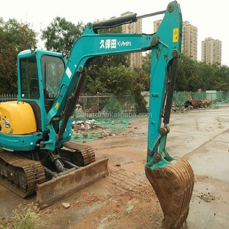 Japan quality used excavator Kubota 155 small 5.5 ton mini second hand crawler excavator with blade and breaker line